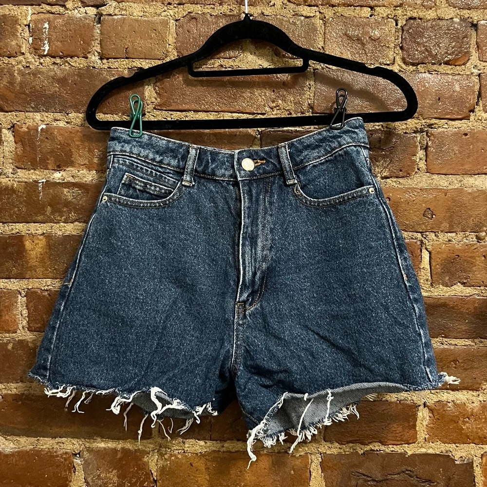 Zara Distressed Denim Mom Shorts